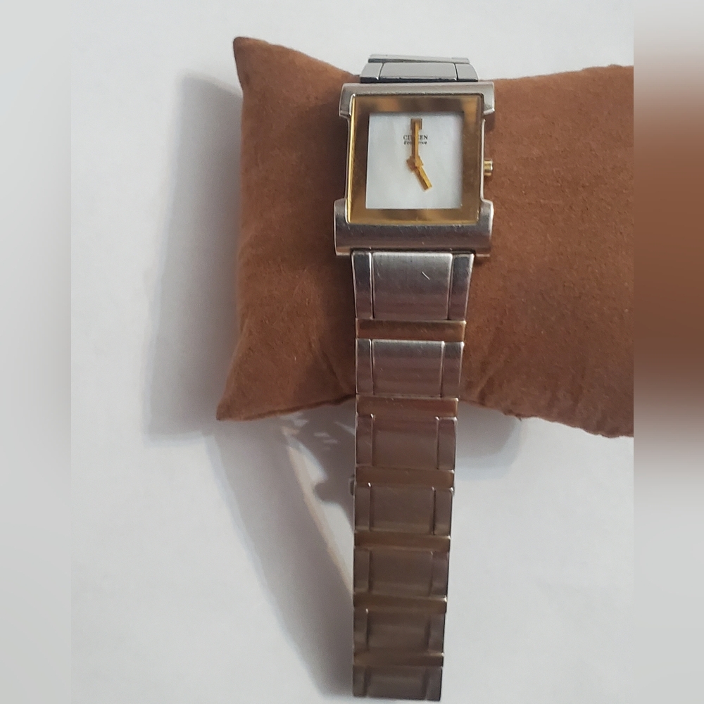 Citizen Eco Drive Silver and Gold Square Face Watch Womens